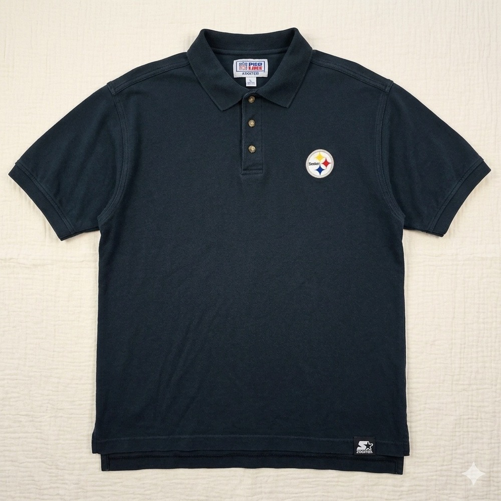 Vintage Starter‎ NFL Pro Line Pittsburgh Steelers Polo Shirt Navy Blue Mens L